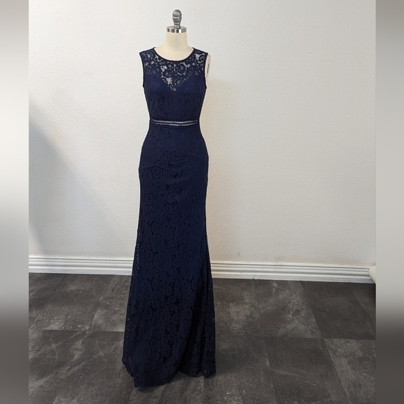 Lulus Music of the Heart Lace Mermaid Dress Navy Blue S wedding evening formal - Picture 1 of 9